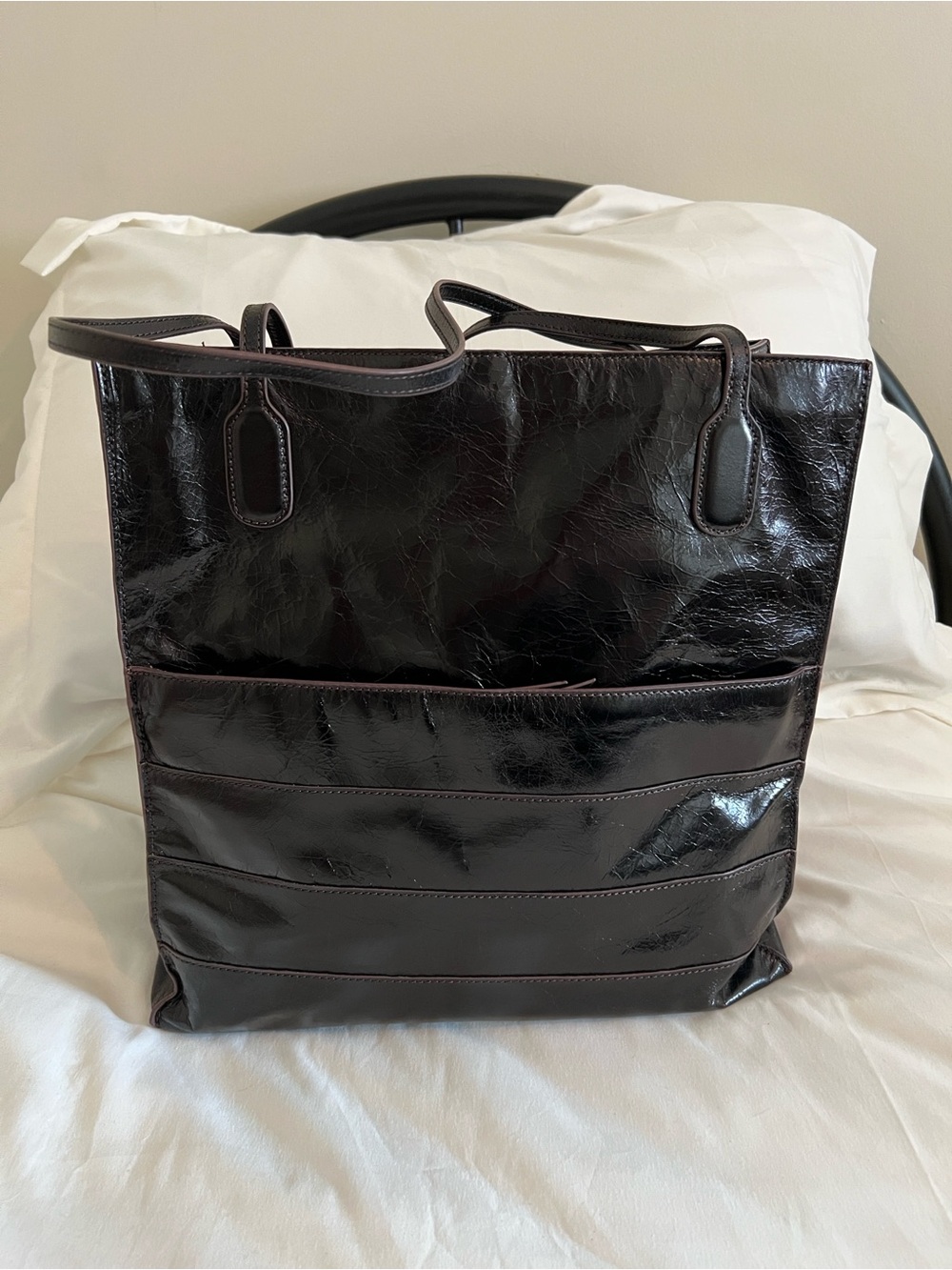 HOBO Black Patent Leather Tote
